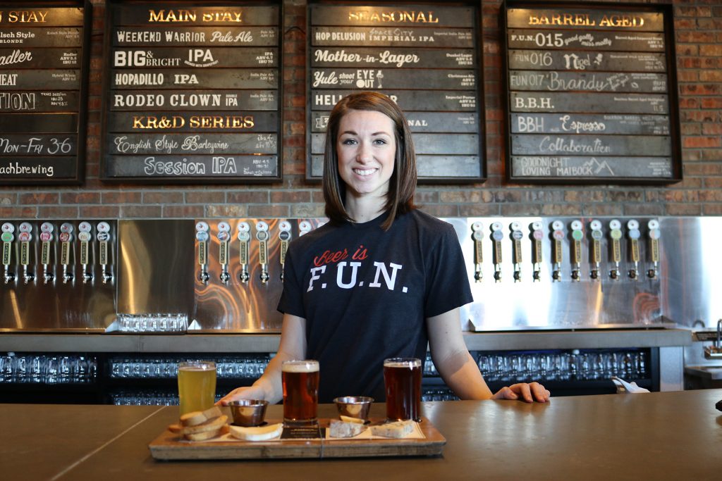 restaurant woman smile beer